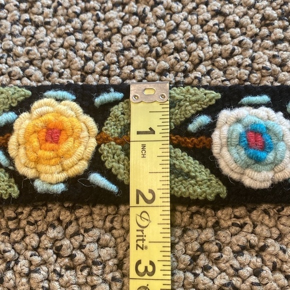 Hand Sewn Black & Floral Belt in Like New Condition main image 7